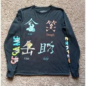 Sesame Street T-Shirt Men's Size Small Graphic Print Black Long Sleeve